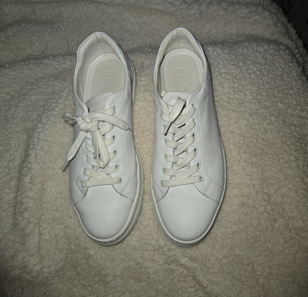 M.Gemi Size 39.5 White Leatherplatform  Sneakers Made In Italy 🇮🇹